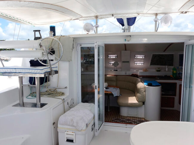 In our Half Day Catamaran Isla Mujeres we have a cockpit where you get to relax under the shade with a nice sea breeze