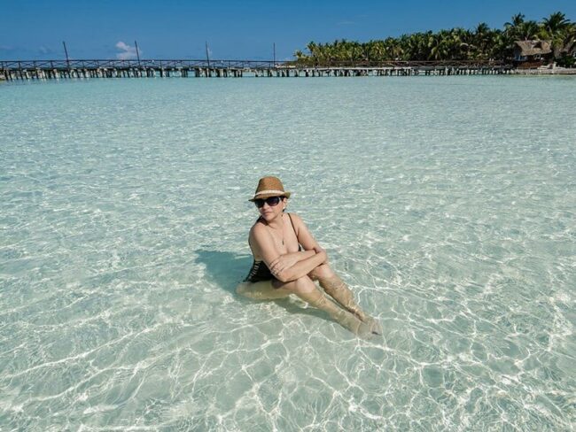 The best beach without seaweed here in North beach and enjoy this crystal clear water in a half day sail cat