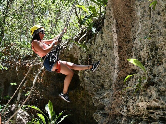 Have an unforgettable adventure experiencing rappelling in the jungle on our Full Day Coba Mayan Ruins and jungle ATV Tour