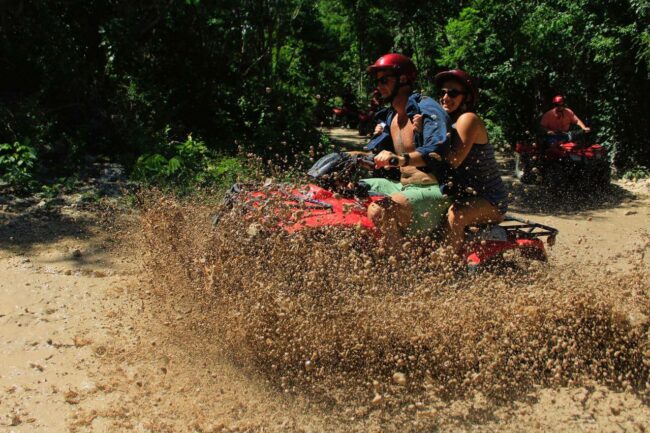 Experience the thrill of driving a single or double ATV through the breathtaking jungle scenery and, if you're up for an even more immersive adventure, venture off the beaten path for an unforgettable experience in our half day jungle ATV adventure tour in Tulum and if the weather allows it, drive through mood for fun!