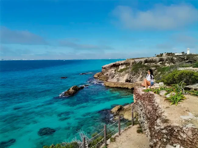 Experience breathtaking views of the turquoise sea in our 45 guest Private Catamaran tour to Isla Mujeres