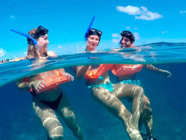 Have the best time doing the best activities in Cancun! Jump in the crystal clear water with the included snorkelling equipment and enjoy the 45 guest Private Catamaran Full Day trip to Isla Mujeres