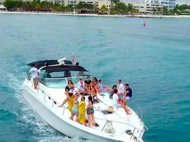 Private yacht / Sea Ray 45ft 15 Passengers: Cockpit with shade and a big space at the front of the yacht